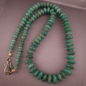 Vintage Tire Shape Jade Beads Necklace 24inches