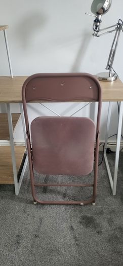 Desk with foldable chair and lamp