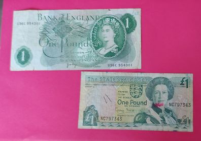 Bank of JERSEY  1993 And ENGLAND 1970 one pound  note