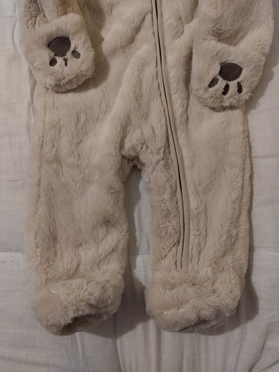 fluffy Cosy Hooded pramsuit all in one