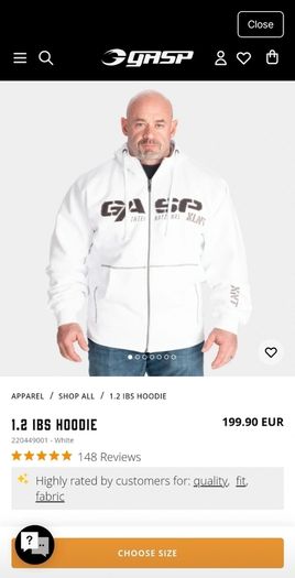 GASP 1.2 lbs Hoodie White (Size XL)