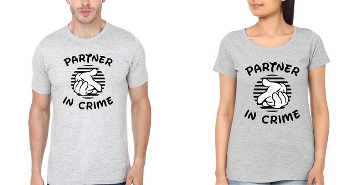 Partners In Crime Funny Couple T-shirts Great Gift Present For Valentines Day Idea