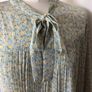 Green & Yellow ditzy floral print micro pleated long sleeve midi dress size M 12/14 includes post Image 3
