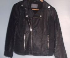 b. young black leather jacket, ladies medium