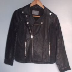 b. young black leather jacket, ladies medium