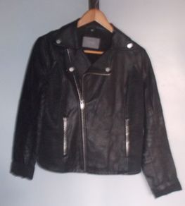 b. young black leather jacket, ladies medium