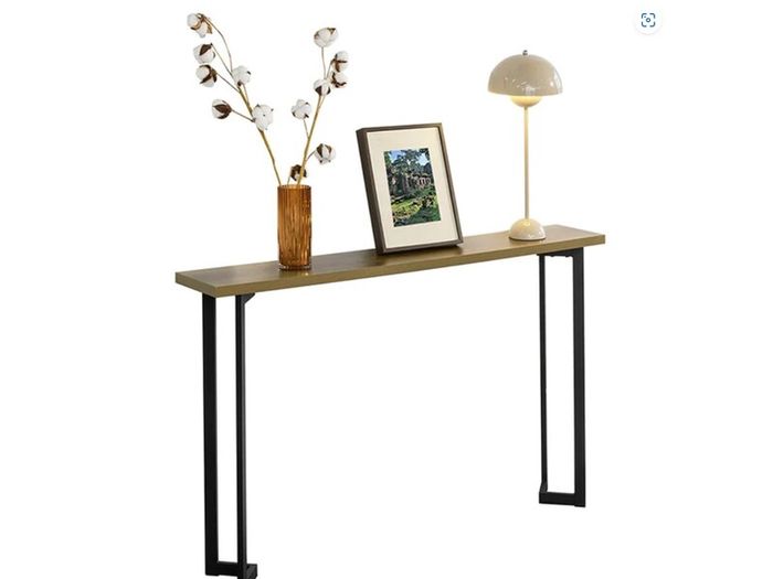 Industrial Console Table Slim Hallway Table with Metal Frame