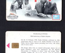 1998 Gibraltar 100 unit 40th Anniversary Of Radio Gibraltar (Siemens - S5 (Module 33)) Phone Card
