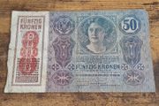 Austria-Hungary, 50 Kronen banknote, 2 January 1914, circulated, with overprint - free standard postage