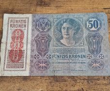Austria-Hungary, 50 Kronen banknote, 2 January 1914, circulated, with overprint - free standard postage