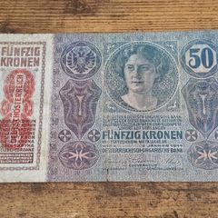 Austria-Hungary, 50 Kronen banknote, 2 January 1914, circulated, with overprint - free standard postage