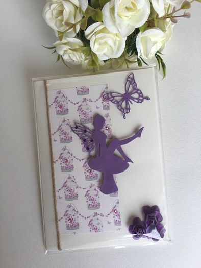 Beautiful handmade purple fairy card