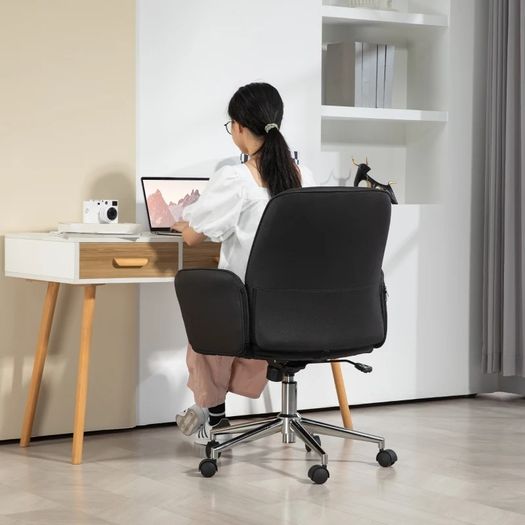 Office chair, height-adjustable, breathable cover, tilt function, up to 120 kg, Black