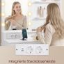 Dressing Table with Mirror and LED Lighting, Dressing Table 9 Bulbs, 8 Drawers, 3 Shelves, 3 Light Colours, Straight or L-shaped, Cloud White Image 6