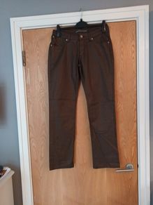 Superfine  Brown With A Shimmer Coated Jeans. S. 12 (29" waist).