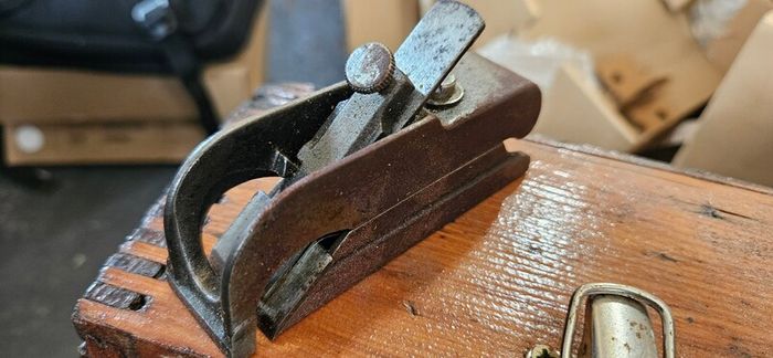 Wooden tool case with tools