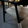 Lounge Chair Dark Espresso Oak Beige Fabric Image 3