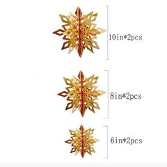 6pcs Gold Festive Hanging Snowflake Decorations - Perfect for Christmas, Birthdays, and Any Celebration