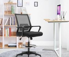 Drafting Chair Tall Office Chair Ergonomic Mesh Back with Adjustable Height and Footrest 360 Swivel, Black