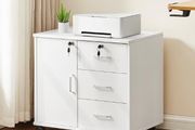 Mobile File Cabinet with 3 Drawers Lockable Office Rolling Filing Cabinet on Wheels Printer Stand Storage Lateral Stationery Under Desk Drawers for Home Office White