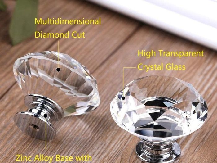 BNIB 4 Pack 30mm Crystal Glass Cabinet Door Knobs Cupboard