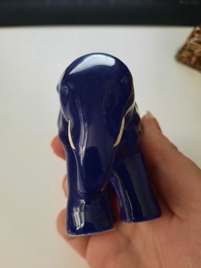 Authentic Emaux d'Art de Longwy Ceramic Elephant Figurine
