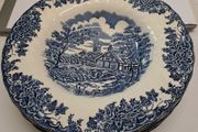 Vintage blue and white soup plates Myott