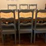 Rustic 8-Seater Solid Wood Dining Table & 8 Painted Ladderback Chairs Image 5