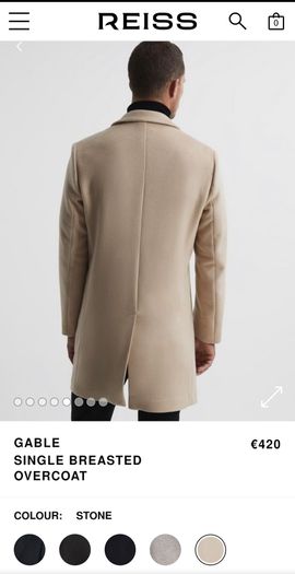 Reiss Gable Gents/Men's Wool Blend Ivory Overcoat