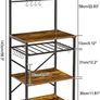 Kitchen Baker's Rack  Microwave Oven Stand with Storage Shelves, Industrial Coffee Bar Station, with Adjustable Wine Holders and S hooks, Metal Frame, Rustic Brown, 59 40 143CM, HBR001H Image 3