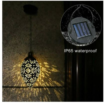 BRAND NEW 2pcs LED Solar Rugby Iron Chandelier Hollow Lights Outdoor Garden Light Lamp
