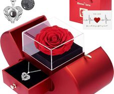 Firestyle Preserved Real Rose Gifts for Women,Mum,Wife,Eternal Flowers Rose with I Love You Necklace in 100 Languages,Gifts for her on Birthday, Anniversary, Valentine's Day, Mother's Day, Christmas