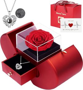 Firestyle Preserved Real Rose Gifts for Women,Mum,Wife,Eternal Flowers Rose with I Love You Necklace in 100 Languages,Gifts for her on Birthday, Anniversary, Valentine's Day, Mother's Day, Christmas