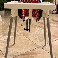 Ikea Antilop high chair with tray, safety straps, cushion and cover