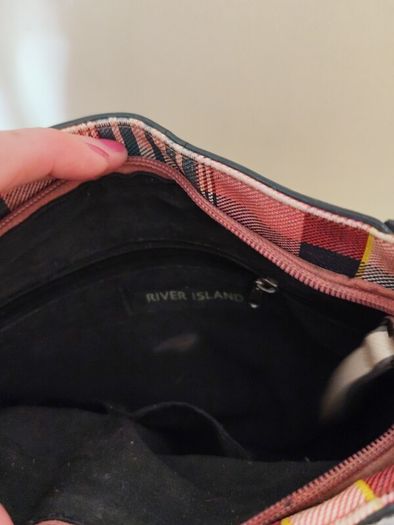 River Island Plaid Tartan Winged Tote Bag Crossbody & Chain Detail
