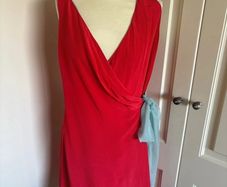 Silk faux wrap coral dress - lined / size 12
