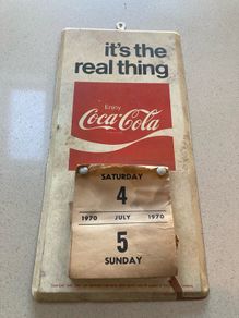 Coca Cola Metal Sign Calendar Rare 60's