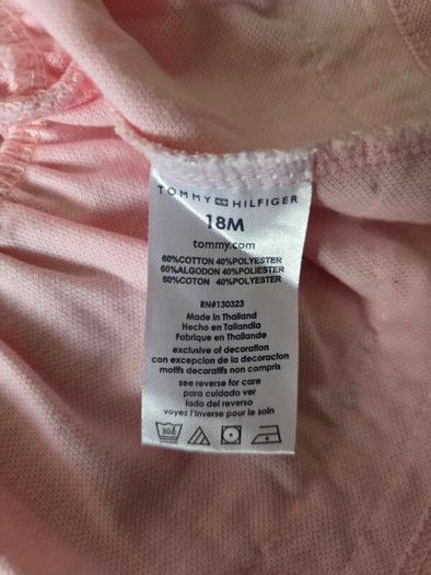 Tommy Hilfiger Baby Girl Pink Dress with Lace Trim (18 Months)