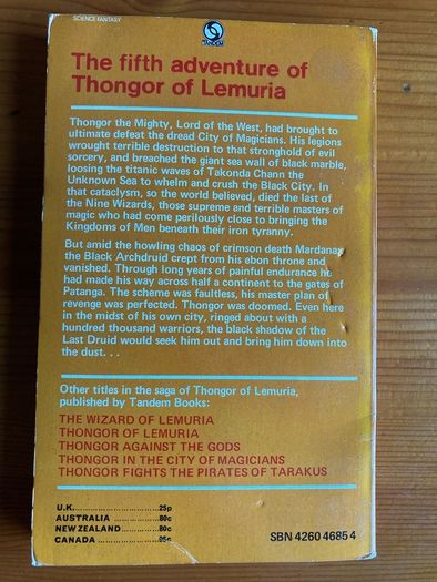 Fantasy book:'Thongor At The End Of Time'