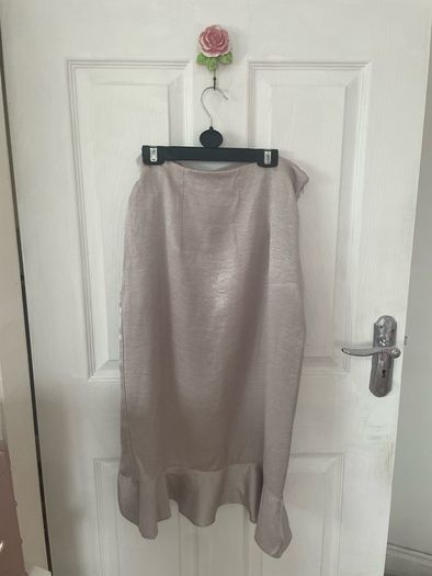 River Island Midi wrap skirt silver