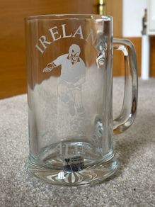 Vintage Ireland FIFA 1990 Etched Glass Mug