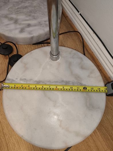 Chrome Arc Over Reach Lamps. Marble base. (Pair)