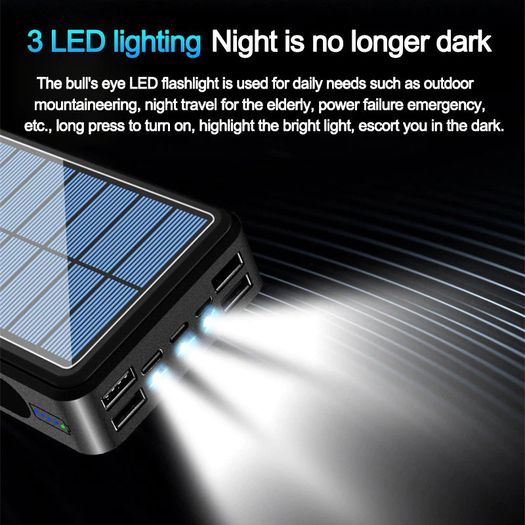 Solar Power Qi Wireless 20000mAh Powerbank Solar External Battery 4USB Ports Portable Phone Charger Fast Charging