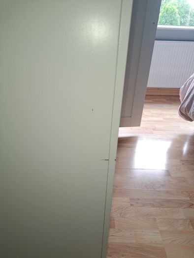 Wardrobe for sale. Dimensions: Width: 117, Depth: 50, Height: 190. All measurements in centimetres.  One mark on left side as can be seen in photo. Will require a van or large trailer and two strong people to carry it down a flight of stairs.