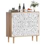 Sideboards for Living Room Cabinets Vintage Hollow Buffet Accent Cabinet with Adjustable Shelf, Magnetic Closure, Cupboard for Kitchen, Dining Room, Hallway 80 x 35 x 78 cm Image 3