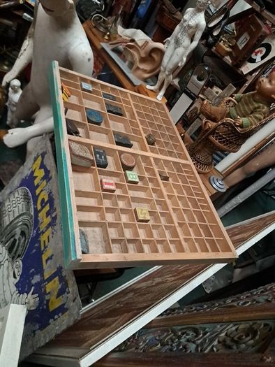 Vintage Wooden Printers Tray