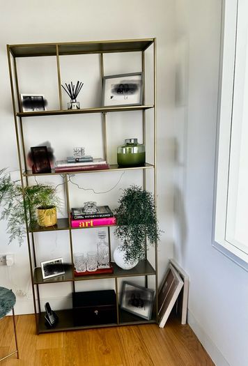 Brass effect shelf unit