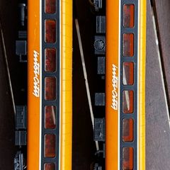 Hornby intercuty coaches. These items are an OO gauge model railway passenger coach featuring the classic orange and black Irish Rail (Iarnrod Eireann) InterCity livery.