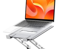 Laptop Stand for Desk, Dual-Bar Support&Height Adjustable Laptop Riser Cookbook Holder, Ventilated Portable & Foldable Computer Stand, Compatible with MacBook