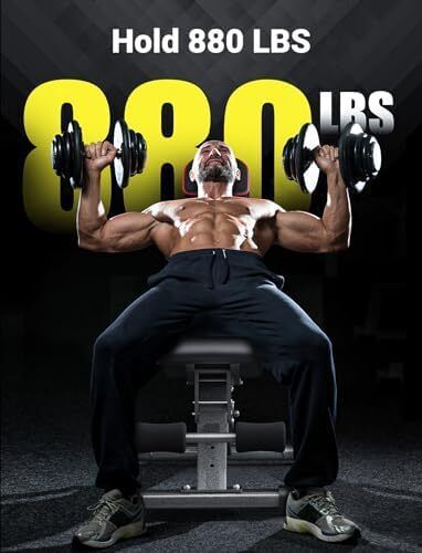 Adjustable Weight Bench for Bench Press, MAX Foldable Weight Bench with Bench Press Stand/Extended Head for Home Gym/Full Body Workout 90 Degree Workout Bench User 6'56''